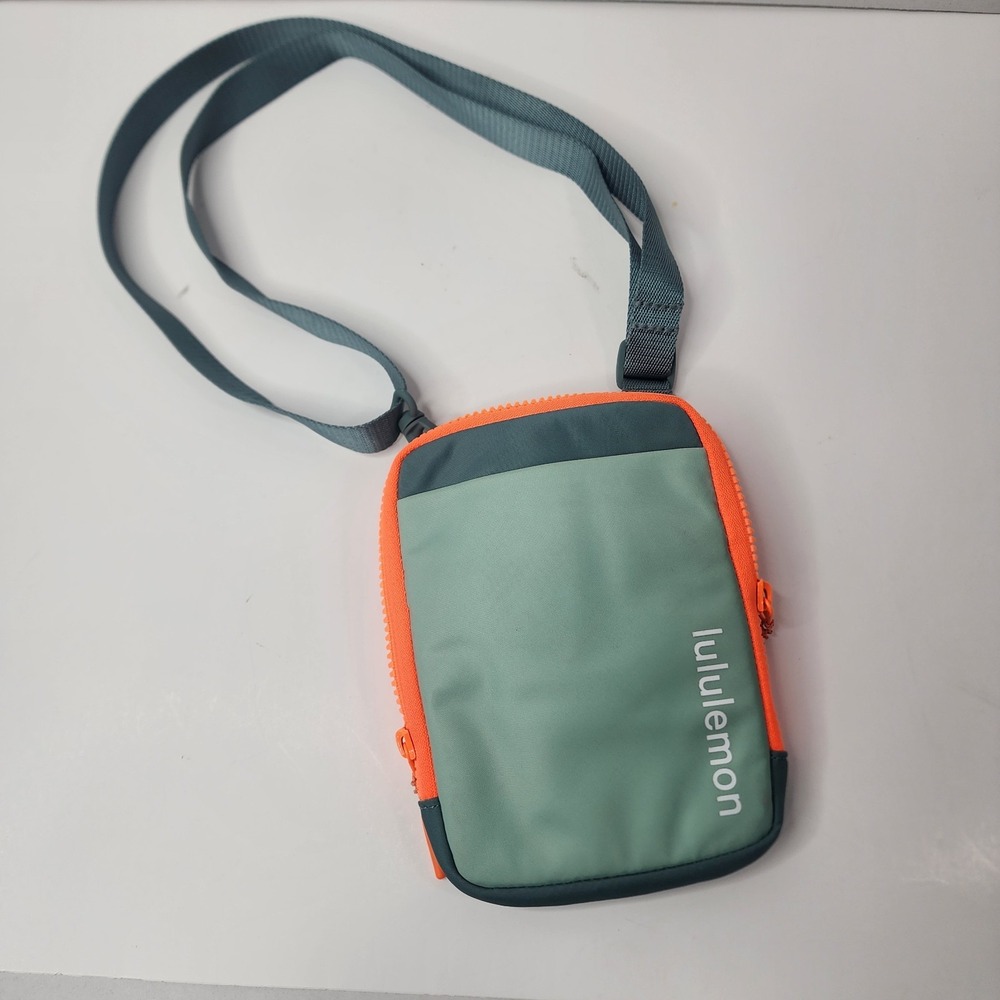 Lululemon Easy Access Crossbody Bag Nylon Belt, Green/Orange Adjustable Strap